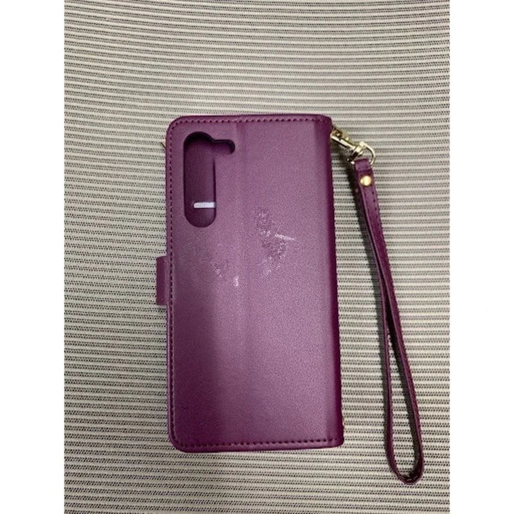 Phone Wallet‎ Case Womens OS Purple Travel Quilted Folio Wristlet Card Holder